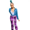 Pantalons pour femmes 2023 Printemps Femmes Mode Street Girl Style Long Élastique Taille Haute Plaid Casual Droit