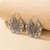 Boucles d'oreilles pendantes Vintage couleur argent fleurs goutte breloques évider géométrie alliage métal pour femmes bijoux accessoires 18208