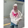 Y2k gotiska män hiphop hoodie harajuku spindel webbtryck full dragkedja tröja överdimensionerad punk ficka lös jacka kappa streetwear