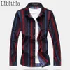 Mens randiga bomullsklänningskjortor Fashion Casual Long Sleeve Blus Lous Shirt For Men Big Size 5xl 6xl 7xl Red Yellow F012214O