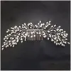 Accessoires de cheveux Strass Fleur Feuille Peigne de mariée pour filles Ornements en cristal Bijoux Femmes Headpieces 2022 Clips Drop Livraison bébé Dhwmb