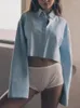 Женские блузки, женская укороченная рубашка 2023, винтажный топ с длинными рукавами Y2K, летняя модная кроссовер с открытой спиной, шикарная женская рубашка на пуговицах