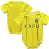 2023 24 Al Nassr FC Vêtements pour bébés Maillots de football RONALDO Accueil Version jaune Maillot de football Uniformes à manches courtes