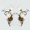 Wall Lamp American Village Flowers Lamps Iron Art Led For Living Room Bedroom Restaurant Tea Shop Loft Decor Sconce Indoor Light