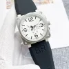 2023 New Wristwatches 남자 벨 자동 기계식 시계 브라운 가죽 검은 고무 로스 워치 시계 선물 A002