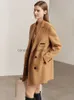 Women's Wool Blends Amii Minimalist Woolen Coat for Women 2023 Winter New Mid-Long Loose Office Lady Blends Turn-Down Collar Casual Jackets 12324024L230918