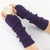 Winter Warm Gloves Cuff Knitted Half-finger Arm Covers Long Fingerless Mittens Wrist Sleeves Warmers for women