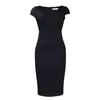 Casual Dresses Women's Summer Pencil Dress Elegant 2023 kortärmad solid arbete kontor lady gul rosa amerikansk stil hög midja mini