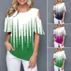 Kvinnors blusar kvinnor toppar elegant runda nacke off-shoulder damer t-shirt lösa korta ärmar pullover casual blus för daglig slitage