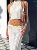 Women's Tanks Streetwear Fashion Slim Fit Hollow Out Knitted Vest Beach Tank Top Covers Summer Long Maxi Skirt Two Piece Set Dress Crop Tops