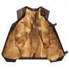 Herenvesten Herfst en lente Motorvest V-hals Mouwloos Kunstpu leren jas Winddicht Extra warm vest Jas D18