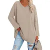 Chemisiers pour femmes pull chemisier tendance élastique mi-long Simple décontracté couleur Pure femmes haut pull Streetwear automne