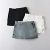 Damen-Shorts, Damen-Jeansröcke, Reißverschluss, Knopf, seitlicher Ausschnitt, kurzer Jeansrock, Streetwear-Hosen, Hosen 2023, unten 291