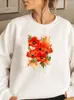 Women's Hoodies Flower Moon Trend Cute Clothing Woman Fashion Print Graphic Sweatshirts Spring Autumn Female Women Casual Pullovers