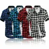 Mode hommes été tenue décontractée chemise hommes Plaid à manches courtes dessus de chemise Tee288b