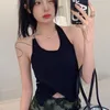 Women's Tanks Women Camis With Bra Pad Cute Irregular Crop Tops Backless Halter Streetwear Party Club Camisole 2023 Y2k Clothes