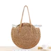 Totes New Simple Round Shoulder Straw Woven Bag Woven Bag Beach Bag Bag Straw Bag05