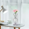 Vasen Elegent Klare Vase Multiuse Transparent Glas Desktop Tragbare Blumenornamente Für Wohnzimmer Schlafzimmer Dekoration