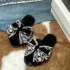 Slippers Butterfly Decorative Plus Warm Cotton Winter Slippers Women Plush Shoes The Flat Bottom Large Size Furry Slippers x0916