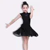 Stage Wear Ragazze Salsa Latina Tango Vestito da ballo Bambini Nero Sala da ballo Smba Rumba Costume Bambino Magico 2 Pezzi Corrida Gonne