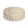 Table Cloth Round Waterproof Mandala Gold Cover Boho Floral Pattern Tablecloth For Picnic 60 Inches