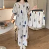 Dames Nachtkleding 3pcs Pyjama Voor Vrouwen Ronde Hals Top Losse Shorts Broek Loungewear Sets Afdrukken Cartoon Knop Pijama Pjs