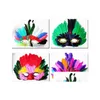 Festmasker diy fjädermask mode y kvinnor lady halloween mardi gras carnival colorf kyckling venedig gåva släpp leverans hem trädgård f dhurh