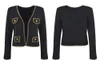 904 2023 outono marca mesmo estilo camisola manga longa com decote em v preto branco moda roupas femininas de alta qualidade yl