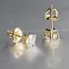 Boucles d'oreilles à clous pour femmes, 0.1-2ct, couleur D, Moissanite VVS1, diamant rond de clarté, or blanc 18K, argent Sterling S925, vis à l'arrière pour femmes