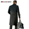 Misturas de lã masculina 2023 sobre o joelho longo moda masculina fino casaco de lã luxo negócios cavalheiro ervilha casaco masculino trench coat sobretudo 19454 j230918