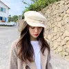 قبعات Sboy Pink Color Cotton Flat Top Caps Women Britain Beret Hat Autumn Winter Cap 2023 Style