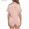 Nachtkleding voor dames Gepersonaliseerde slaapkleding | Gepersonaliseerde satijnen bruids korte pyjama | Aangepaste korte nachtkleding met zachte zakken L230918