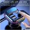 Bluetooth Car Kit T70 Transmissor Fm Mp3 Player Pd 18W Tipo C Qc3.0 Carregador USB Sem Fio Compatível 5.0 Mãos Sem Fio Drop Delivery A Dhxf7