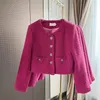 Kurtki damskie 2023 Modna jesień zima kobiety Chic Button Tweed Short Jacket Casual Streetwear Rose Rose Rose Coat Chaquetas