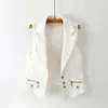 Gilet da donna Gilet bianco Colletto vintage da donna Moda coreana Gilet corto in denim casual casual femminile Solid Spring Jean senza maniche