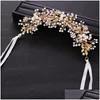 Hair Accessories Clips Barrettes Flower Rhinestone For Women Rose Gold Color Pins Bride Ornaments Jewelry Bridal Headpiece Drop Delive Dhfhr
