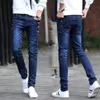 Whole-Fashion Teenagers Stretch Slim Fit Black And Blue Button Designers Casual Jeans Boys Hip Hop City Streetwear Men Pencil 2400