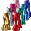 Брюки Mardi Gras Блестящие леггинсы для малышей Сплошной цвет Кожаные штаны для маленьких девочек Модные костюмы с рюшами на день рождения Хлопок Drop Dh7Sa