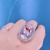 Cluster Anéis LR712 Fine Jewelry 18K Ouro Natural Rosa Beryl Heliodor Morganite 31.745ct Gemstones Jóias para Mulheres Anel