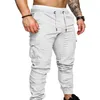 Pantalons de survêtement Streetwear pantalons hommes pantalons taille cordon cheville attaché maigre Cargo pantalon hommes décontracté couleur unie pantalon H1122271a