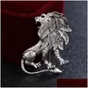 Pins Brooches I-Remiel Antique Animal Lion Brooch Pin Mens Suit Shirt Collar Accessories Lapel Badge And Dress1 Drop Delivery Jewelry Dhlzf