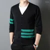 Camisolas masculinas outono estilo coreano camisola de lã chegada cor sólida cardigan com decote em v malha casual fino casaco roupas