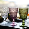 270ml European Style Embossed Stained Glass Wine Lamp Thick Goblets 7 Colors Wedding Decoration Gifts Wine Glasses FY5882 0918