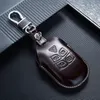 Leather Car key Fob cover for Jaguar XJ 2009 2010 2011 2012 XJL Key Case Holder Keyless Entry Accessoriess347I