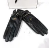 Fashion Women PU Leather Gloves Fur Inside Brand Mittens Five Fingers 3 Colors With logo With Tag Wholesale