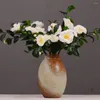 Dekorativa blommor 2023 6st konstgjorda blommor växter peony camellia 59 cm silke te rose faux grön växt diy hem trädgård konst bröllop