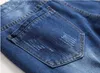 Jeans pour hommes Big Taille Hommes Classique Jambe Droite Ripped Jeans Designer de mode Slim Fit Lavé Solide Trou Biker Hip Hop Bleu Denim Pantalon JB2 L230918