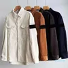 2022 Mens Casual Shirts corduroy thickened shirt blouse striped shirts long sleeve for men Button badge decoration plus size Fashi241M
