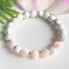 Bracelet de Protection énergétique en opale rose Howlite de qualité supérieure, soulagement de l'anxiété, cristaux de guérison, Yoga Mala pour femmes, MG1106, 253F