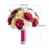 Dekorative Blumen Y5LE Hochzeit Romantischer Blumenstrauß Künstliche Champagnerfarbe Rose Pografie Requisiten für Braut Brautsträuße